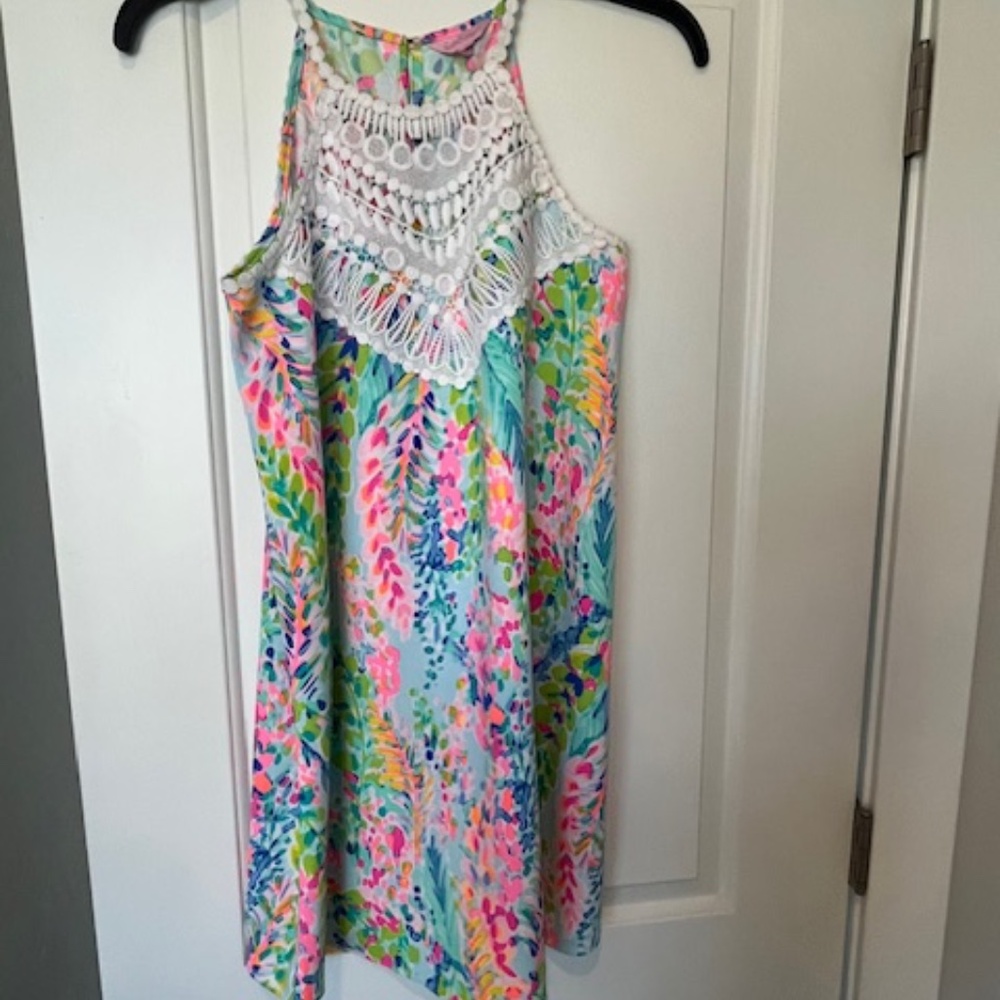 Lilly Pulitzer Pearl Soft Shift Halter Dress Sz M Preppy Summer Quiet Luxury - Picture 2 of 11